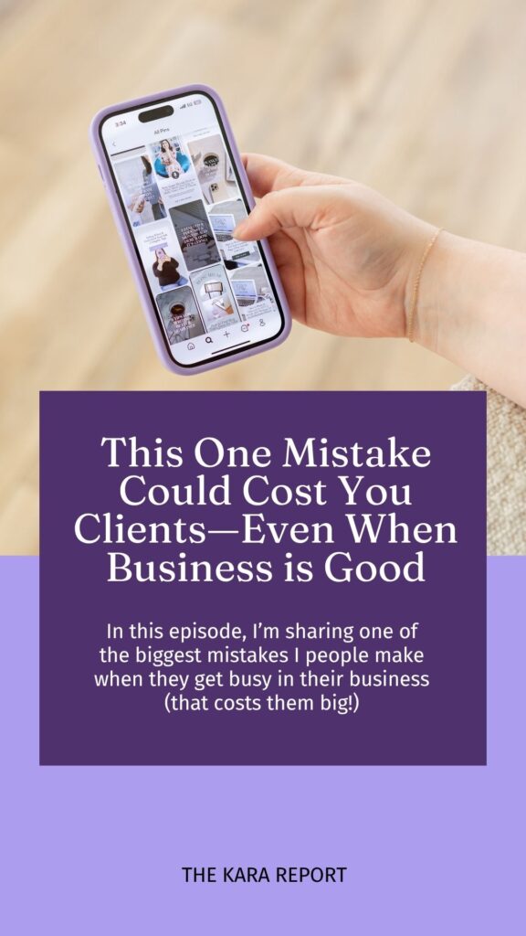 should you keep marketing when you're fully booked? graphic promoting the episode