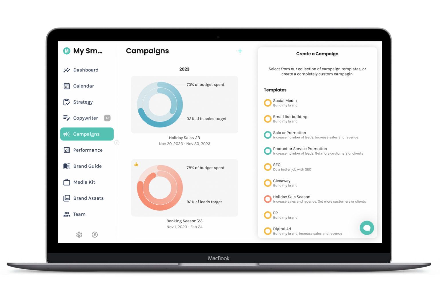 campaign templates in Enji marketing software for small business owners