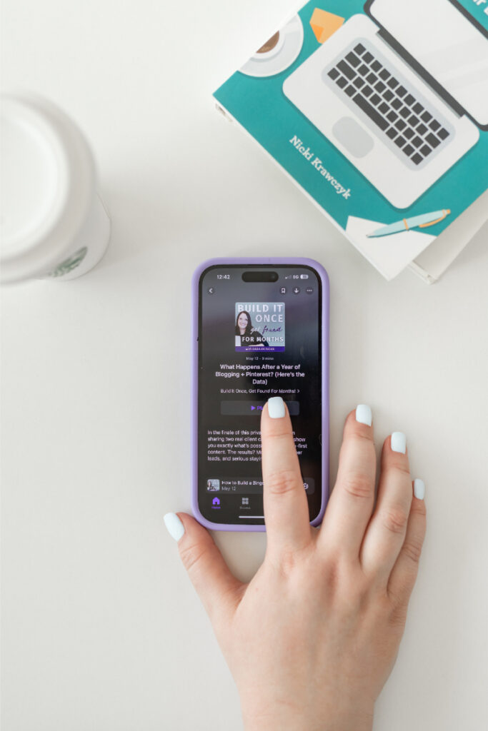 Kara presses play on her private podcast, which shares tips on turning your podcast into a lead-generating funnel.