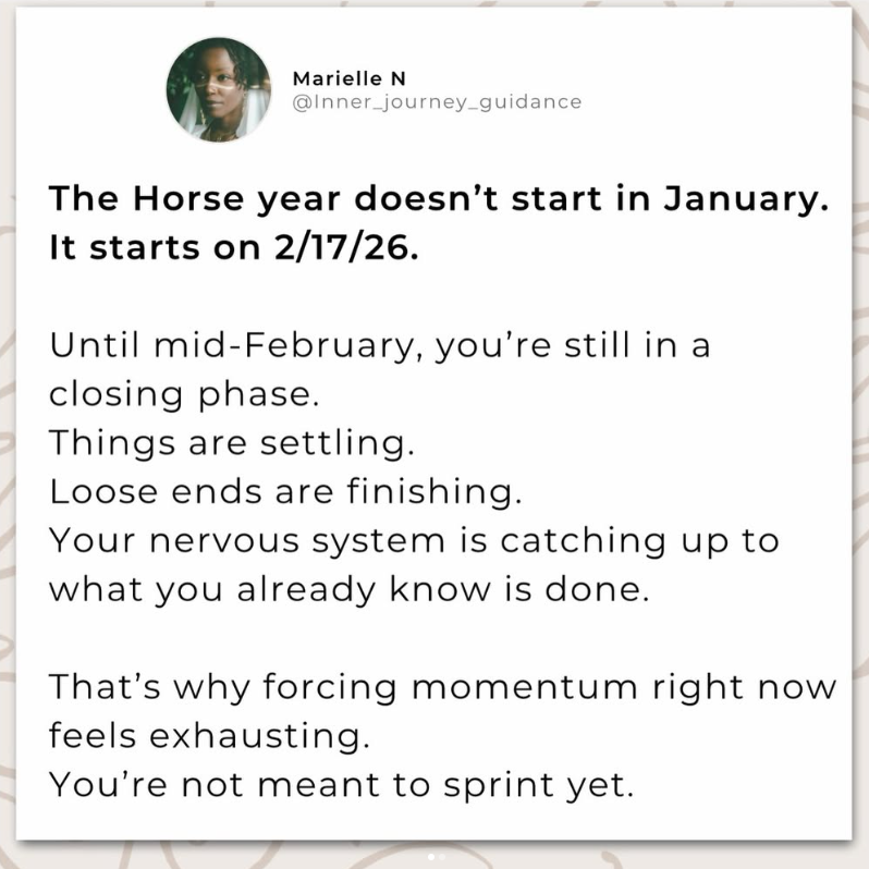 horse year starts Feb 17/26 and that affects 2026 business goals