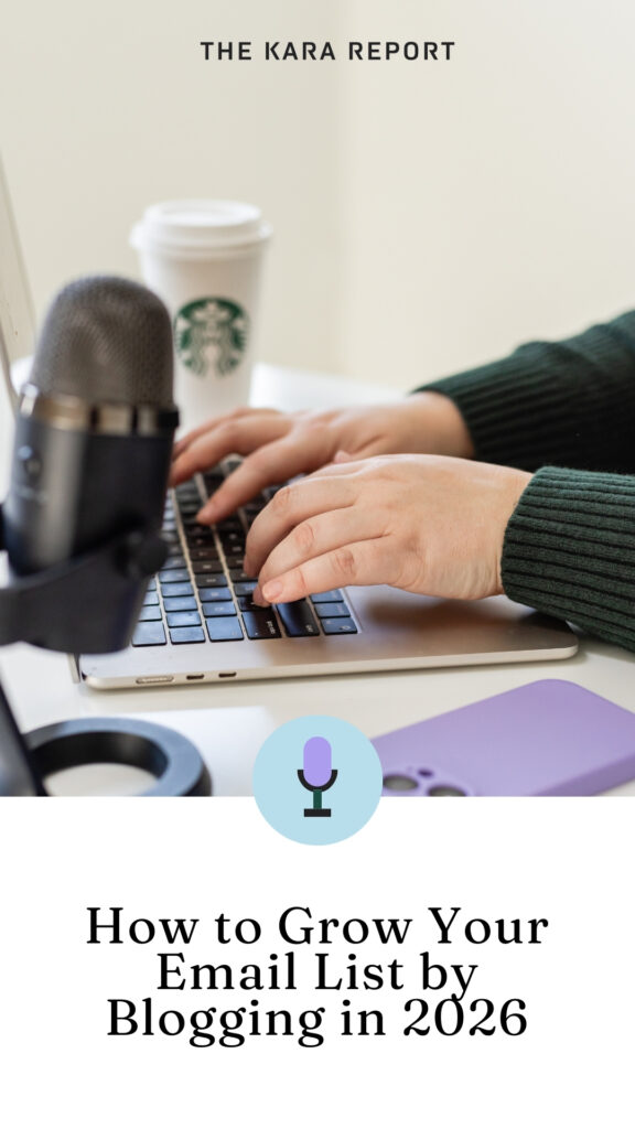 pinterest pin saying how to grow your email list by blogging in 2026