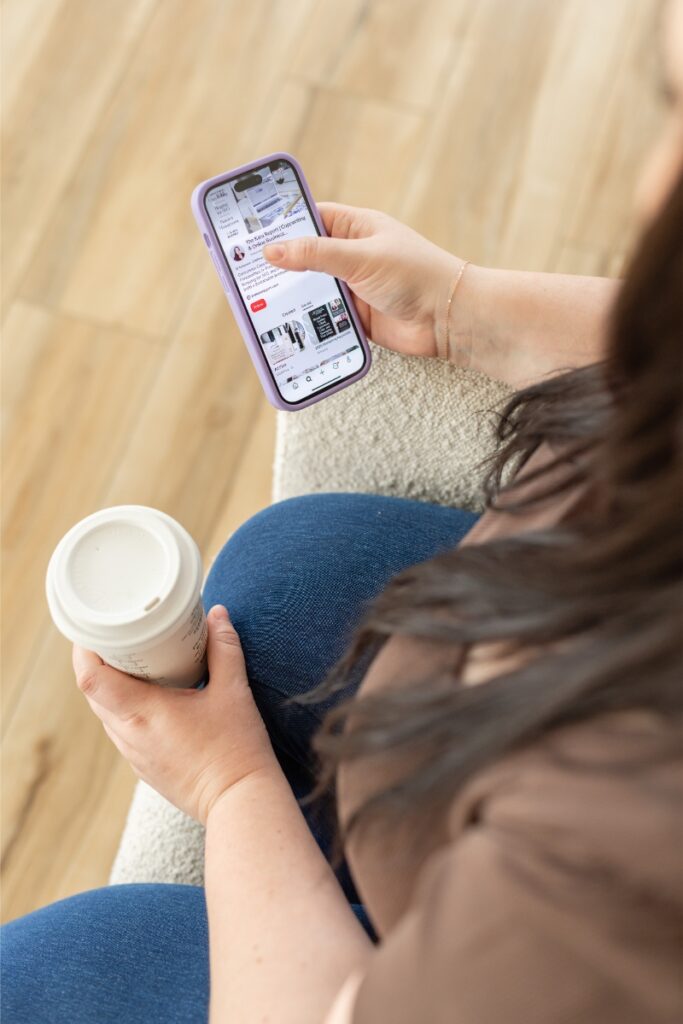 is Pinterest good for SEO? Girl sits on couch scrolling
