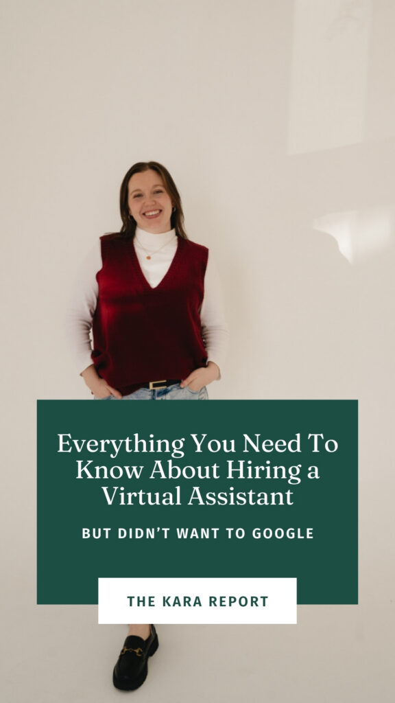 Pinterest graphic with Sarah Roberson talking about hiring a VA